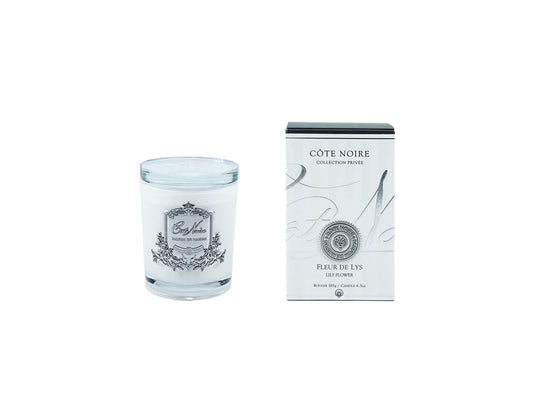 Bougie 185G fleur de lys blanc Argent