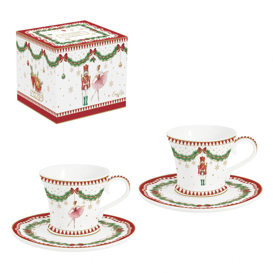 Magie de noël coffret 2 tasses à café et soucoupe