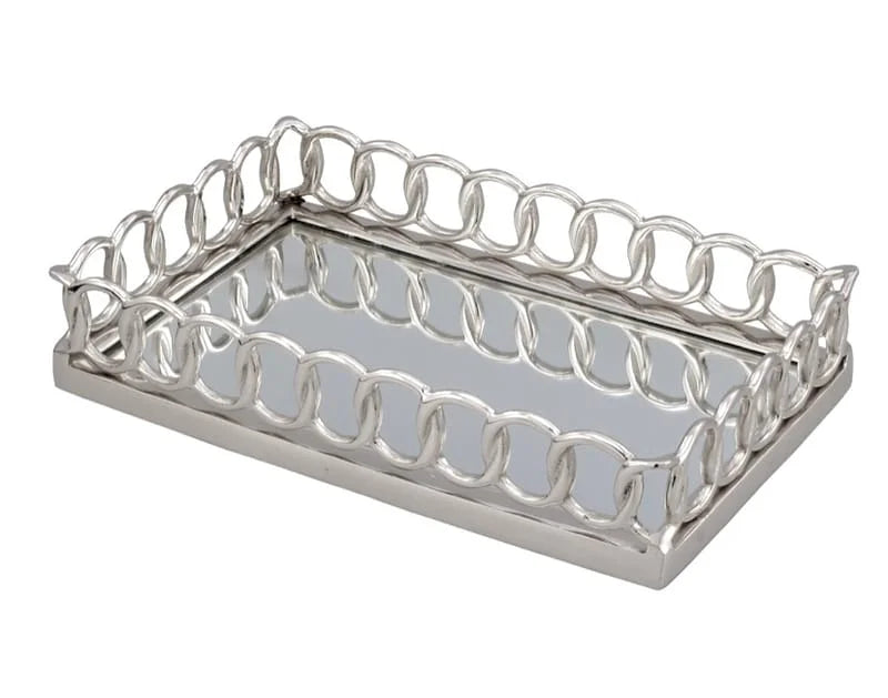 Plateau maillon rectangle argent