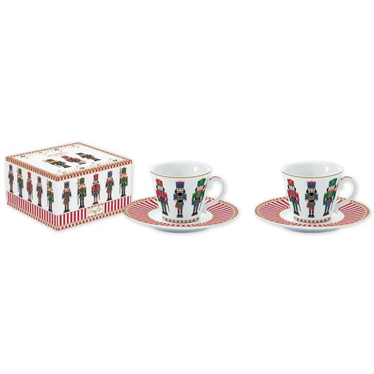 Nutcracker set of 2 coffee cups + saucers