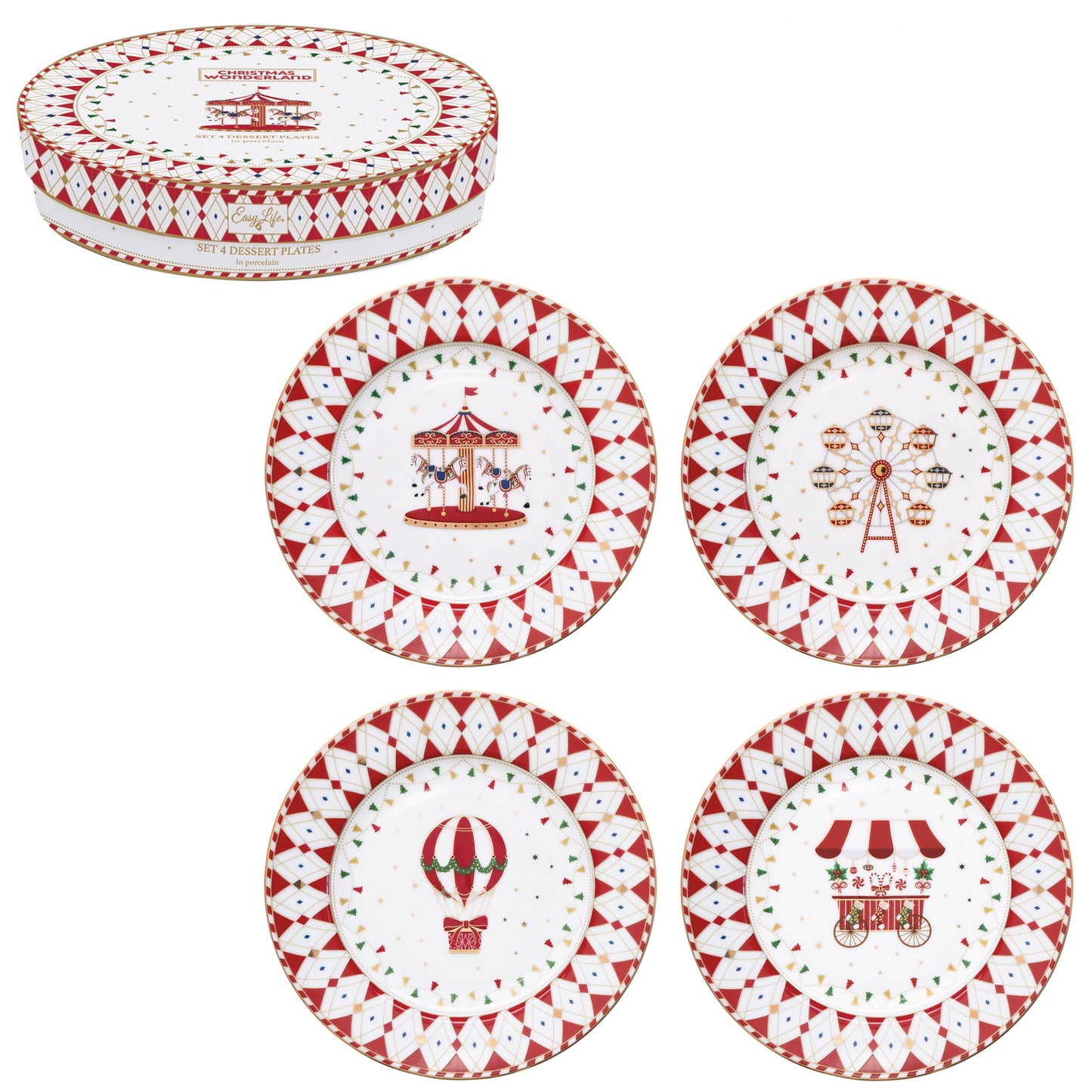 Wonderland box of 4 dessert plates