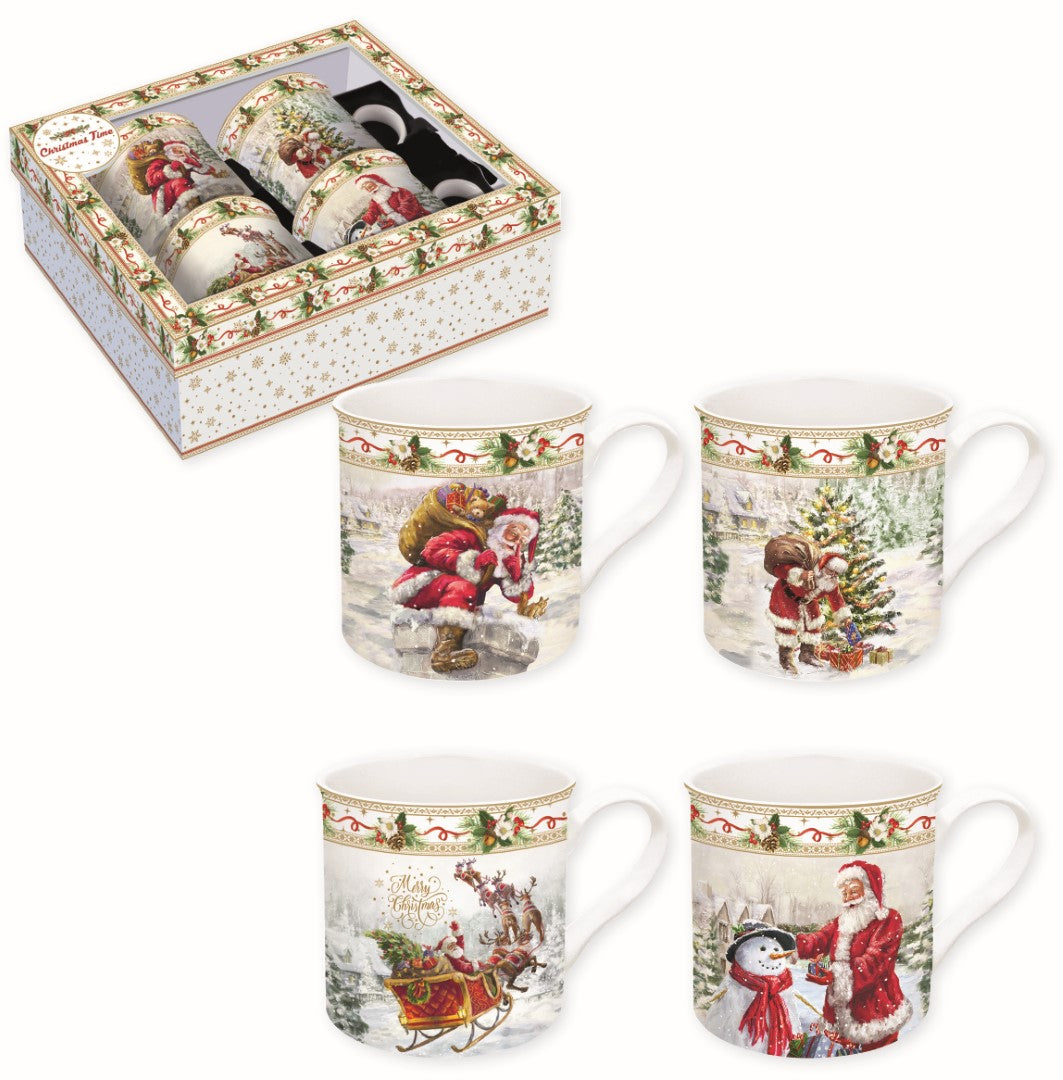 Christmas Time box of 4 mugs