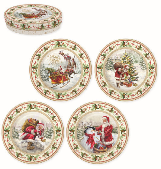 Christmas Time box of 4 dessert plates 19cm