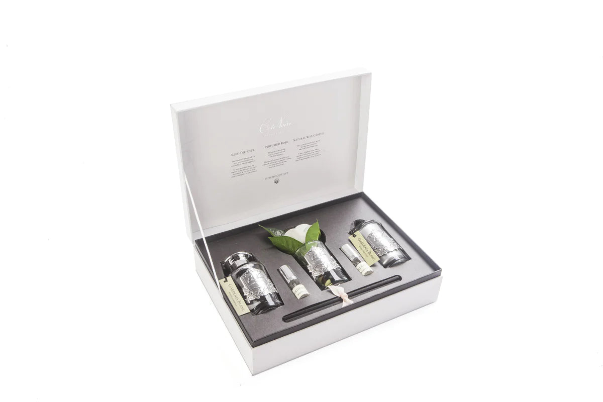 Coffret cadeau argent blanc