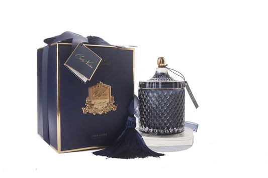 Grande bougie art deco bleue