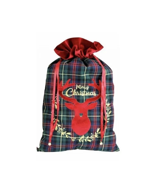 Sac cadeaux joyeux Noël cerf rouge