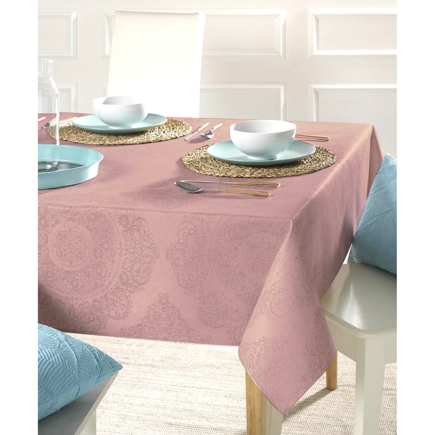 Nerea pink anti-stain tablecloth