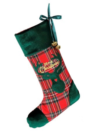 Merry Christmas green deer sock